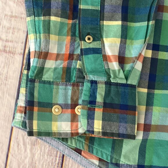 Tommy Hilfiger Mens Button Down Shirt Green Plaid Classic Fit Long Sleeve  XL - Picture 4 of 12